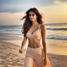 A detailed and elegant image of Disha Patani wearing a stylish two-piece outfit