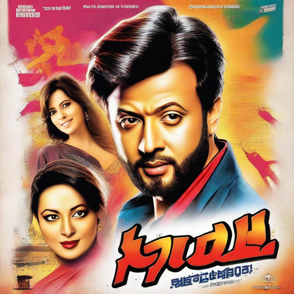 Create a vibrant and dynamic movie poster for the Bangla movie 'Toofan' featuring the popular actor Shakib Khan