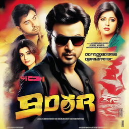 Create a vibrant and dynamic movie poster for the Bangla movie 'Toofan' featuring the popular actor Shakib Khan