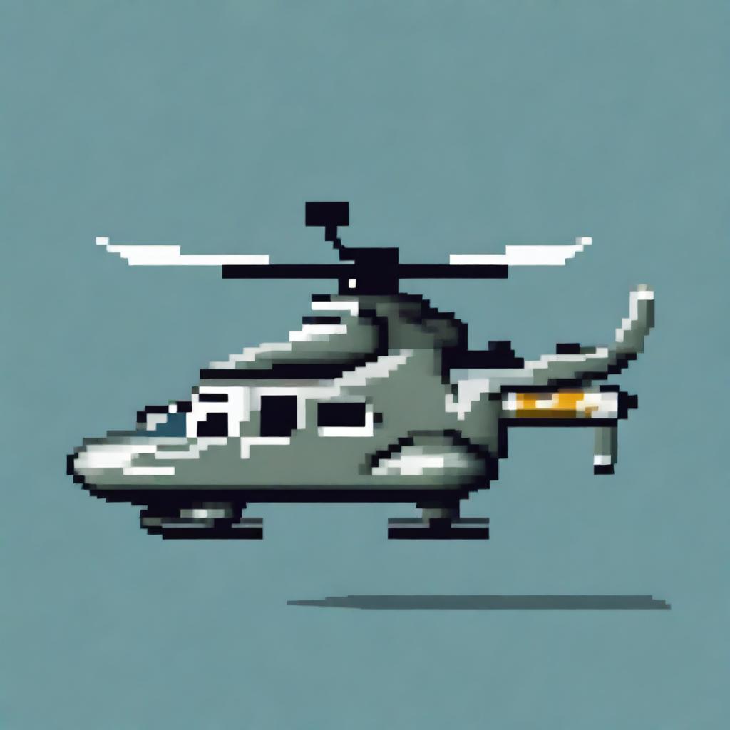 A pixel art image of a helicopter