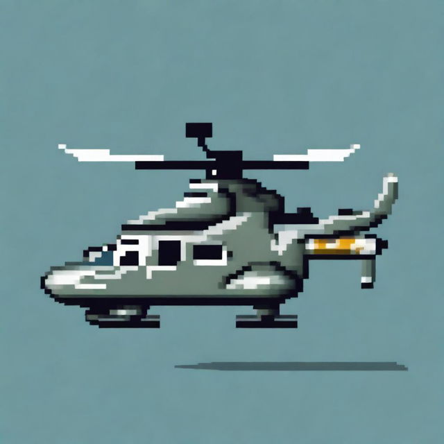 A pixel art image of a helicopter