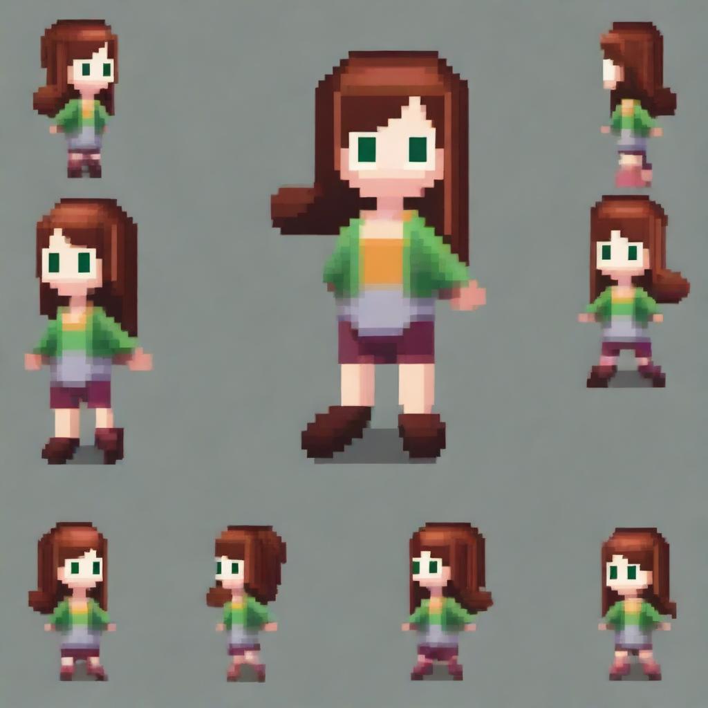 Create a pixel art image of a character named Hazel