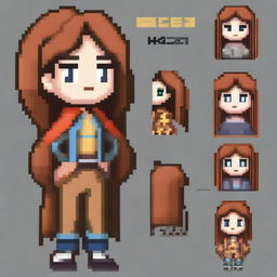 Create a pixel art image of a character named Hazel