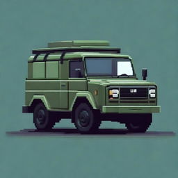 A pixel art depiction of a UAZ vehicle, showcasing its iconic design and rugged appearance