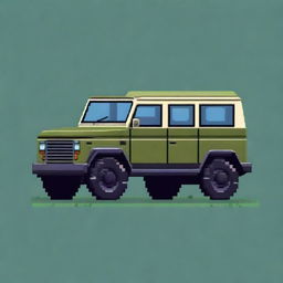 A pixel art depiction of a UAZ vehicle, showcasing its iconic design and rugged appearance