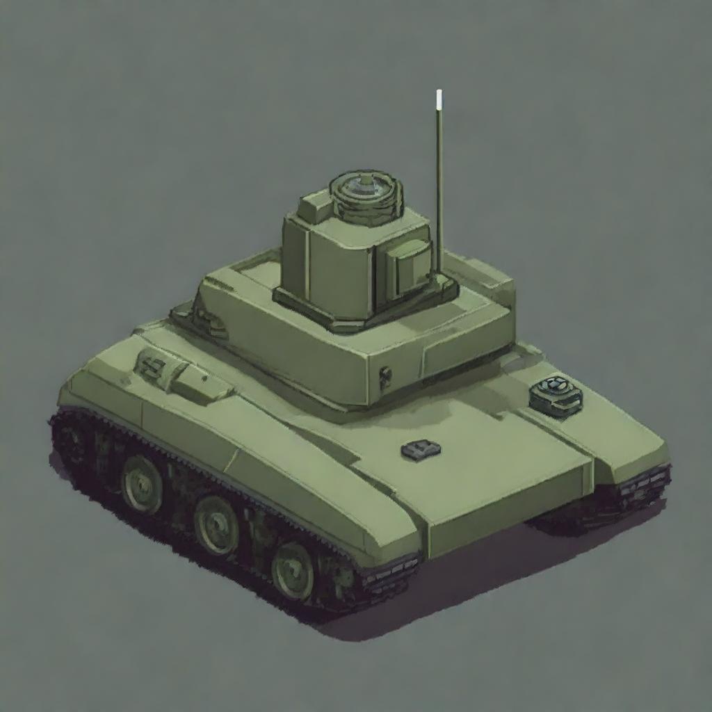 A pixel art depiction of a tank