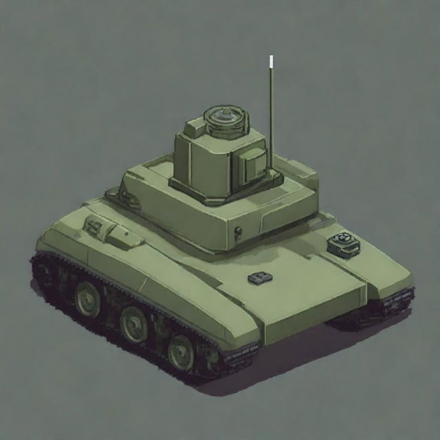 A pixel art depiction of a tank