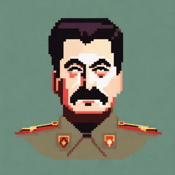 A pixel art depiction of Joseph Stalin