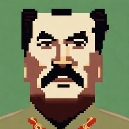 A pixel art depiction of Joseph Stalin