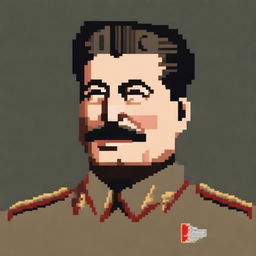 A pixel art depiction of Joseph Stalin