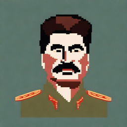 A pixel art depiction of Joseph Stalin