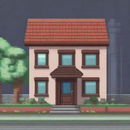 A pixel art depiction of a panel house