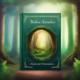 Create a captivating book cover featuring an enchanting forest with a hidden magical portal