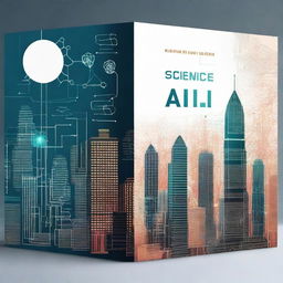 Create a modern and intriguing book cover for a science book about AI