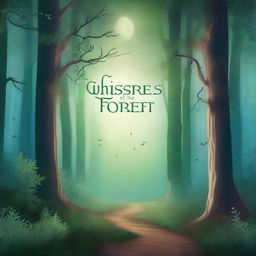 Create a captivating novel cover featuring a mysterious forest with a hidden path, illuminated by moonlight