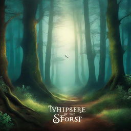 Create a captivating novel cover featuring a mysterious forest with a hidden path, illuminated by moonlight