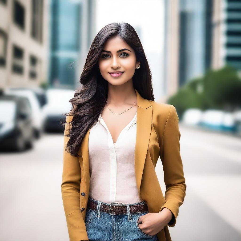 A beautiful Indian girl wearing a stylish western outfit