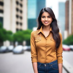 A beautiful Indian girl wearing a stylish western outfit