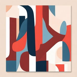 Create an abstract painting featuring simple curves and blocks of color