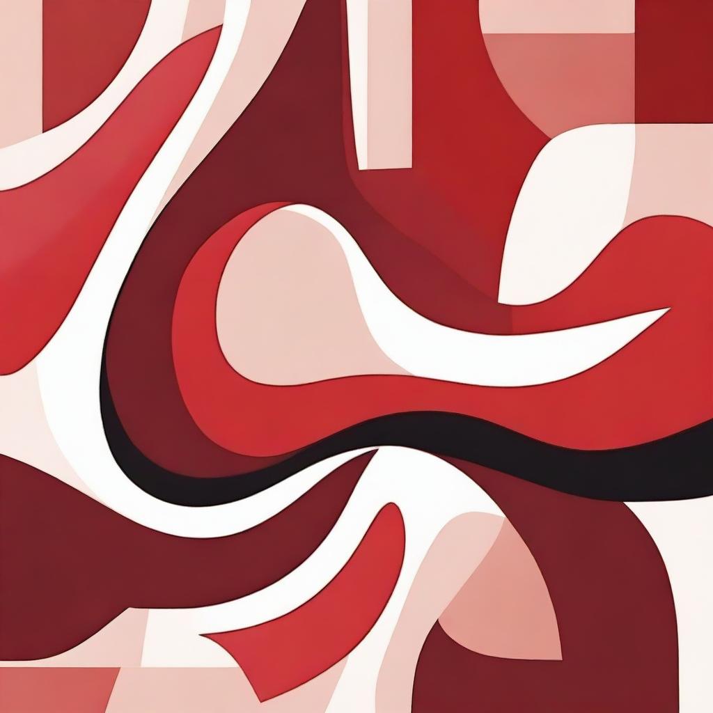 Create an abstract painting featuring simple curves and blocks of color