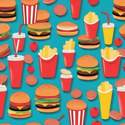 Create a fast food style decoration using the provided images