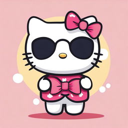 A cute illustration of Hello Kitty wearing stylish sunglasses