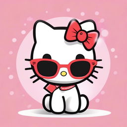 A cute illustration of Hello Kitty wearing stylish sunglasses