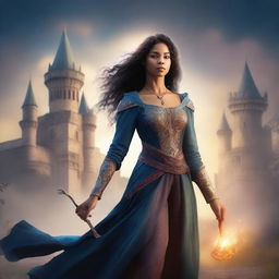 Create a book cover depicting a magic-infused, medieval fantasy world