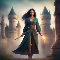 Create a book cover depicting a magic-infused, medieval fantasy world