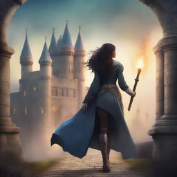 Create a book cover depicting a magic-infused, medieval fantasy world