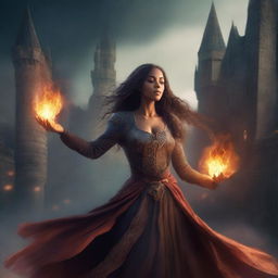 Create an image depicting a magic-infused, medieval fantasy world