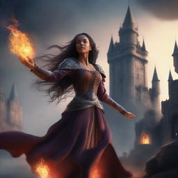 Create an image depicting a magic-infused, medieval fantasy world