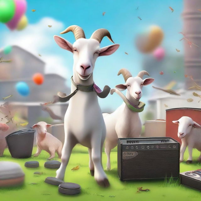 Create an image for the game Goat Simulator 3 with the title 'DJL Game Name: Musics of Life'