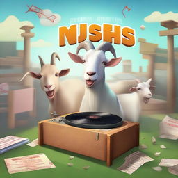 Create an image for the game Goat Simulator 3 with the title 'DJL Game Name: Musics of Life'