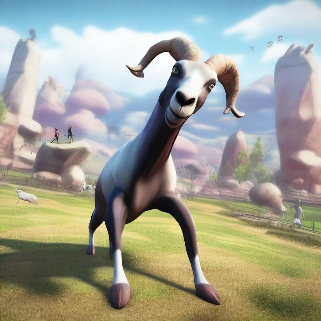 Create an image of a special boss fight event in Goat Simulator 3