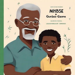 Create a book cover featuring a black grandfather and his 11-year-old white grandson