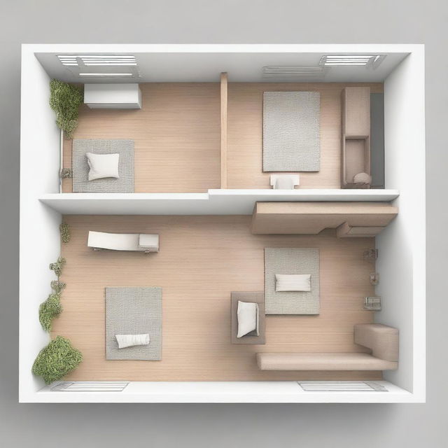 Different layout options in a flat format for a living room measuring 2 by 4 meters