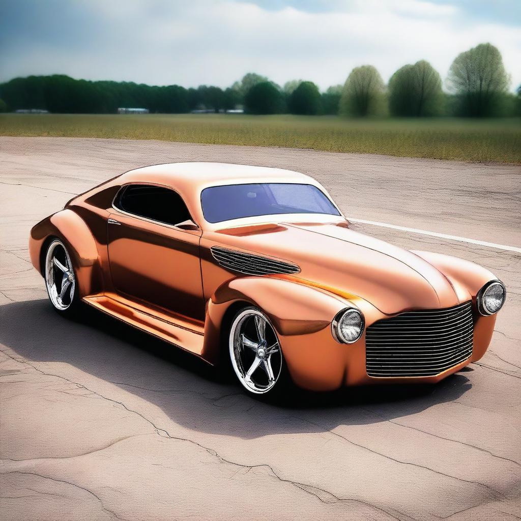 Create a custom hypercar that is a fusion of a 1939 Chevy coupe and a Camaro