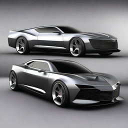 Create a custom hypercar that is a fusion of a 1939 Chevy coupe and a Camaro