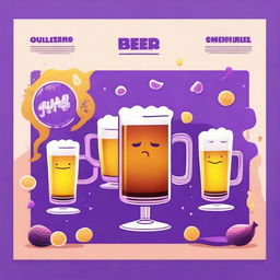 A vibrant poster for a quiz game where teams answer questions on different topics, drink beer, and have fun