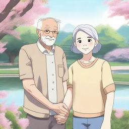 A beautiful 18-year-old teen standing next to her elderly grandpa-like boyfriend