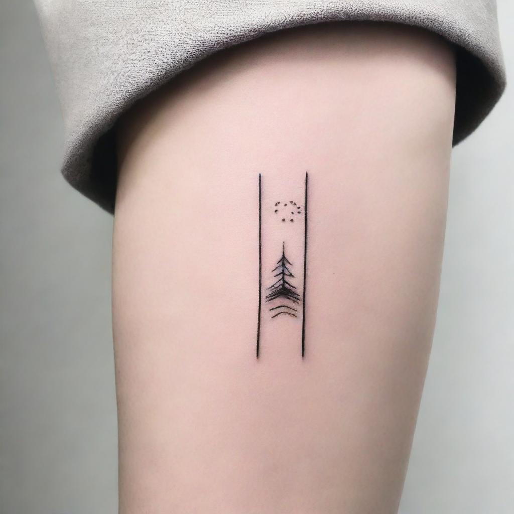 Design a minimalist tattoo that measures up to 12 cm in length and is suitable for covering a 10 cm scar on the shin
