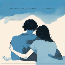 A book cover in blue and black tones featuring a couple sitting with their backs to the viewer