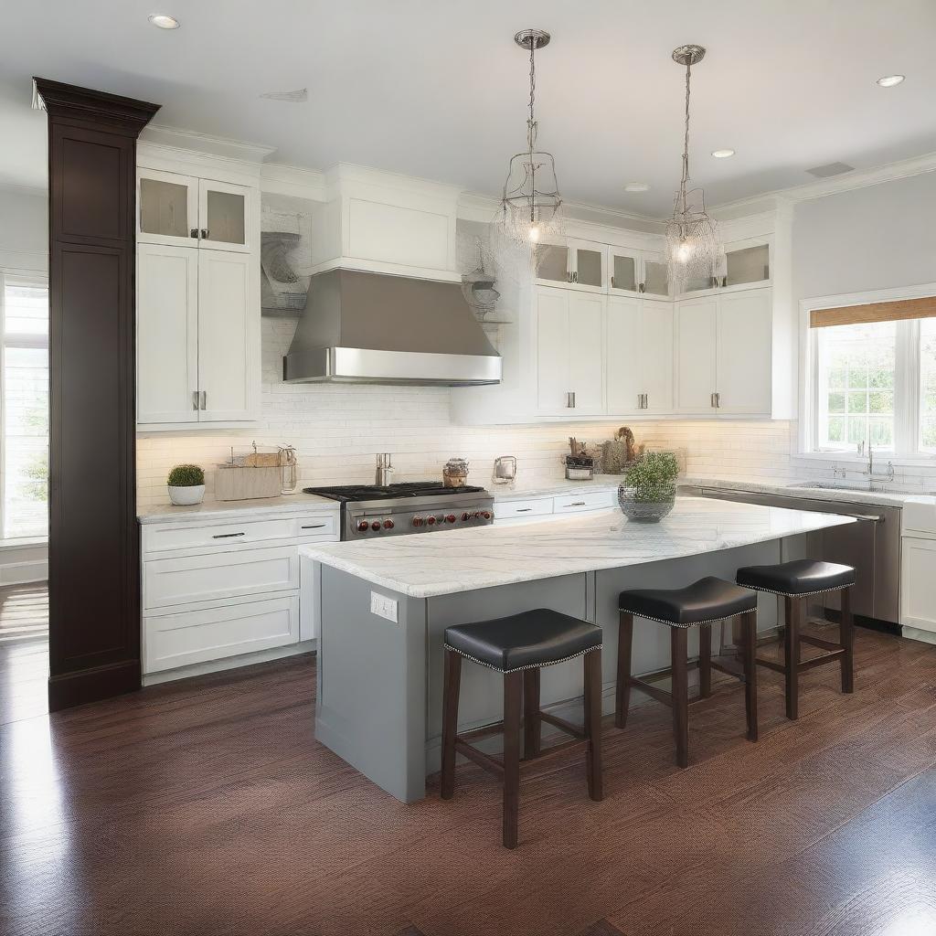 A modern open kitchen design with a spacious layout