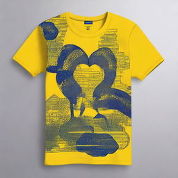 Create a t-shirt design with a combination of yellow and blue colors