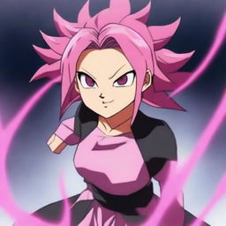 Create an image of Mitsuri Kanroji from Demon Slayer, transformed into Super Saiyan Rose