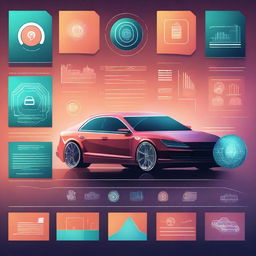 An artistic representation of used car data intelligence with a technological style