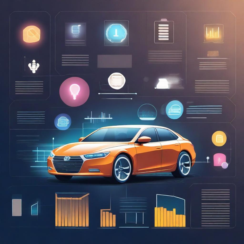 An artistic representation of used car data intelligence with a technological style