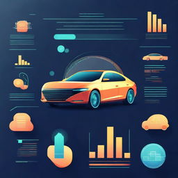 An artistic representation of used car data intelligence with a technological style