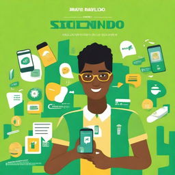 A vibrant and engaging book cover titled 'Segredos da Vida do Jovem Empreendedor: Desvendando o Poder do App KIWIFY'